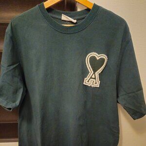 AMI Paris Big Logo Box Fit T-Shirt in Dark Green